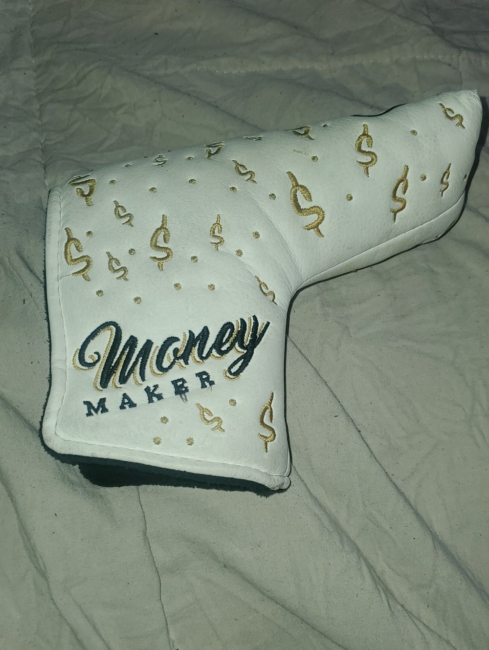 GOLF GODS MONEYMAKER White and Gold BLADE Putter Headcover